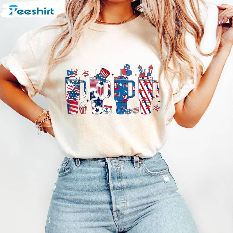 Funny Usa Flag Crewneck, Trendy Obsessive Cup Disorder 4th Of July Shirt Tank Top