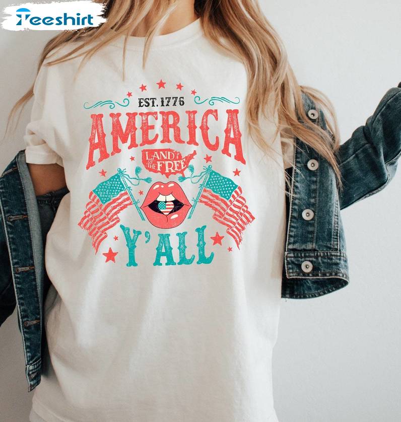 Girls America Inspirational Unisex Hoodie, Trendy America Y'all Shirt Tank Top