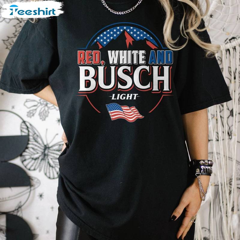 Red White And Busch Light Vintage Shirt, Creative Fourth Of July Short Sleeve Crewneck