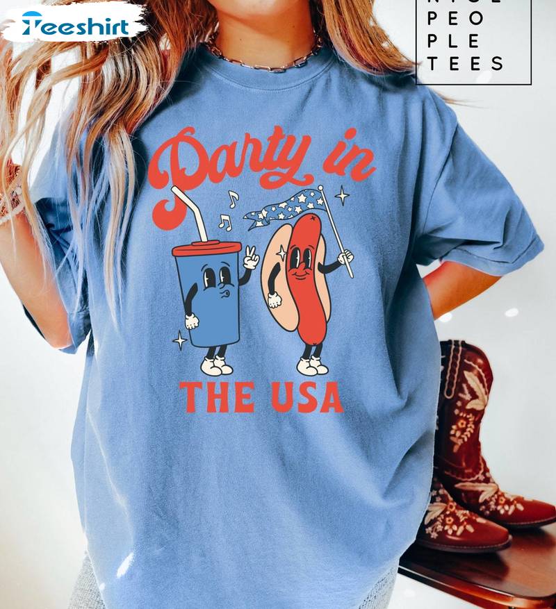 Comfort Colors Party In The Usa Shirt, Trendy Fourth Of July T Shirt Short Sleeve