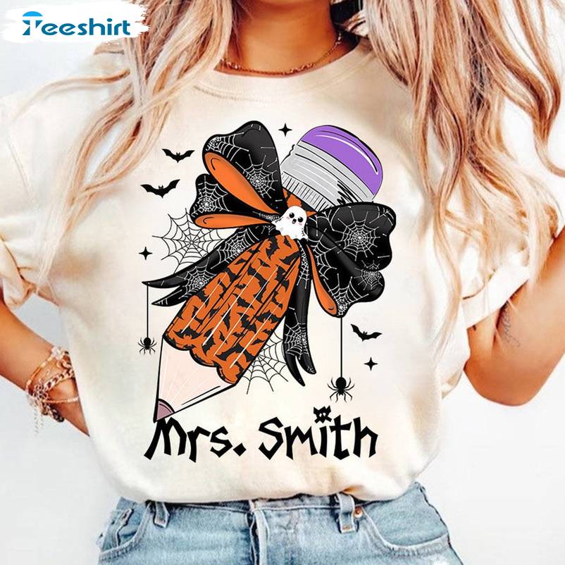 Creative Spooky Teacher Unisex Hoodie, Limited Halloween Pencil Shirt Long Sleeve