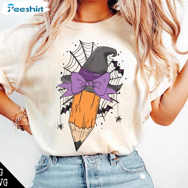 Back To School Unisex Hoodie, Cool Design Halloween Pencil Shirt Long Sleeve