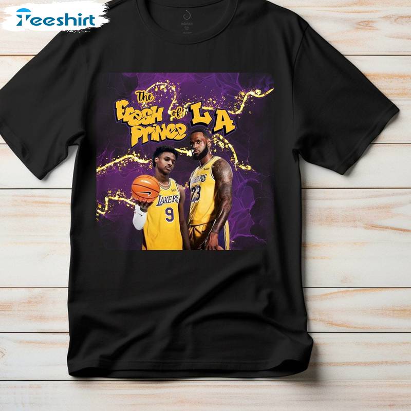 Lakers Fresh Prince Awesome Short Sleeve , Trendy LeBron And Bronny Shirt Tank Top