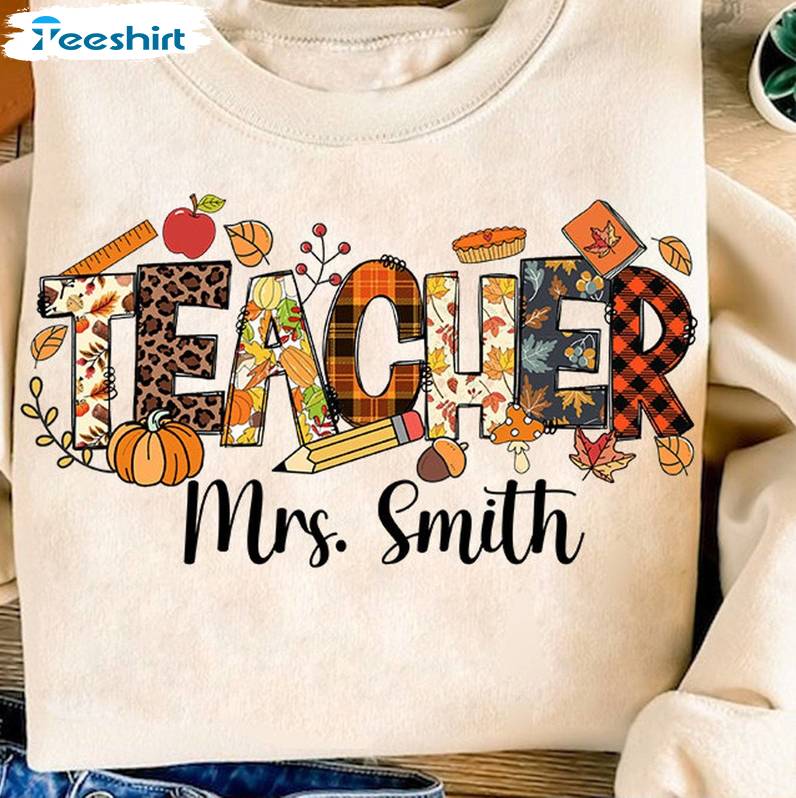 Teaching Little Pumpkins Hoodie, Teacher Fall Pumpkin Long Sleeve Tee Tops