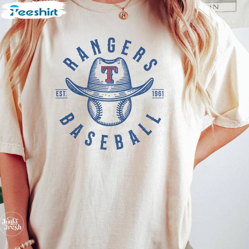 Texas Rangers Groovy Shirt, Must Have Rangers Baseball Short Sleeve Crewneck