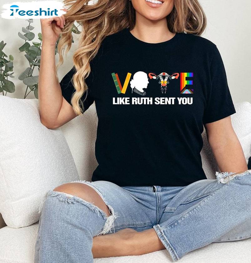 Vote Like Ruth Sent You Groovy Shirt, Election 2024 Abortion Rights Crewneck Long Sleeve