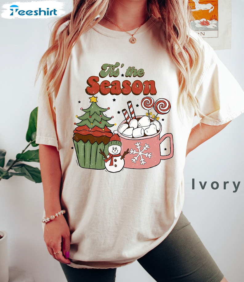 Tis The Season Christmas Shirt - Cute Santa Christmas Unisex Hoodie Crewneck