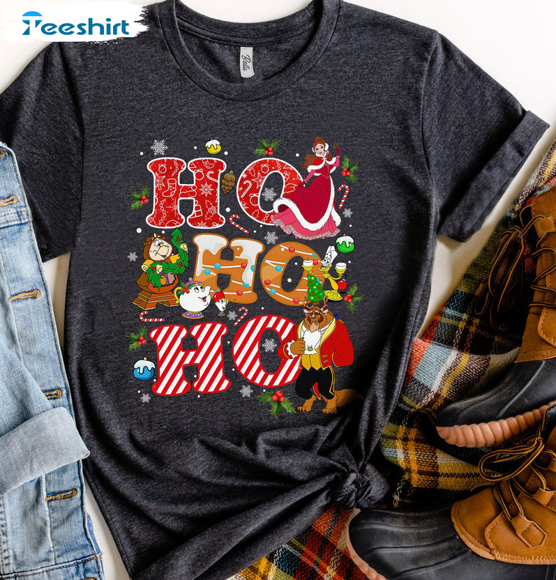 Ho Ho Ho Disney Christmas Light Shirt - Beauty And The Beast Sweatshirt ...