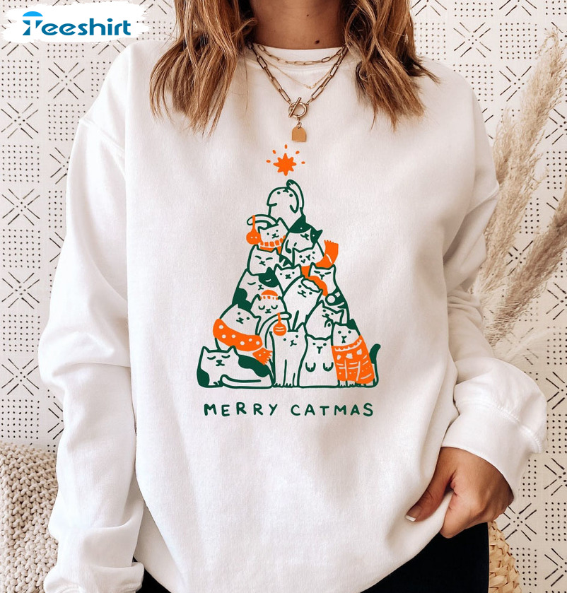 Merry Catmas Sweatshirt - Meowy Christmas Unisex Hoodie Crewneck