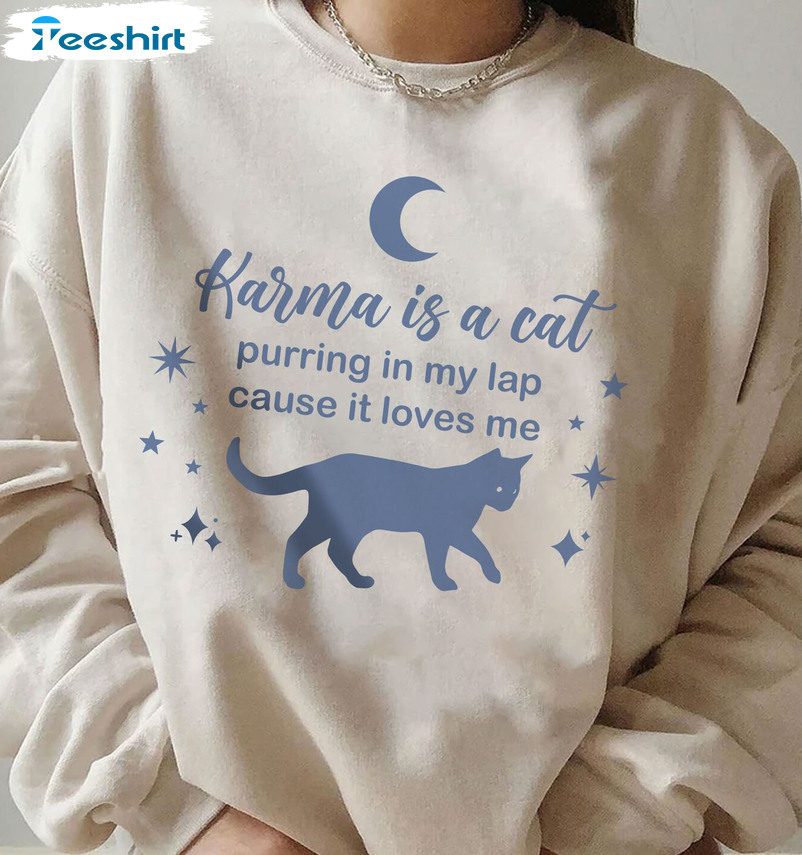 Karma Is A Cat Shirt - Swift Midnights Album Short Sleeve Short Sleeve