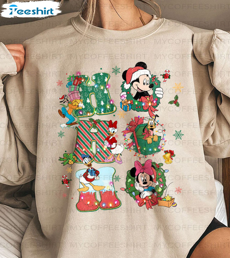 Ho Ho Ho Disney Christmas Shirt - Mickey And Friends Unisex Hoodie Crewneck