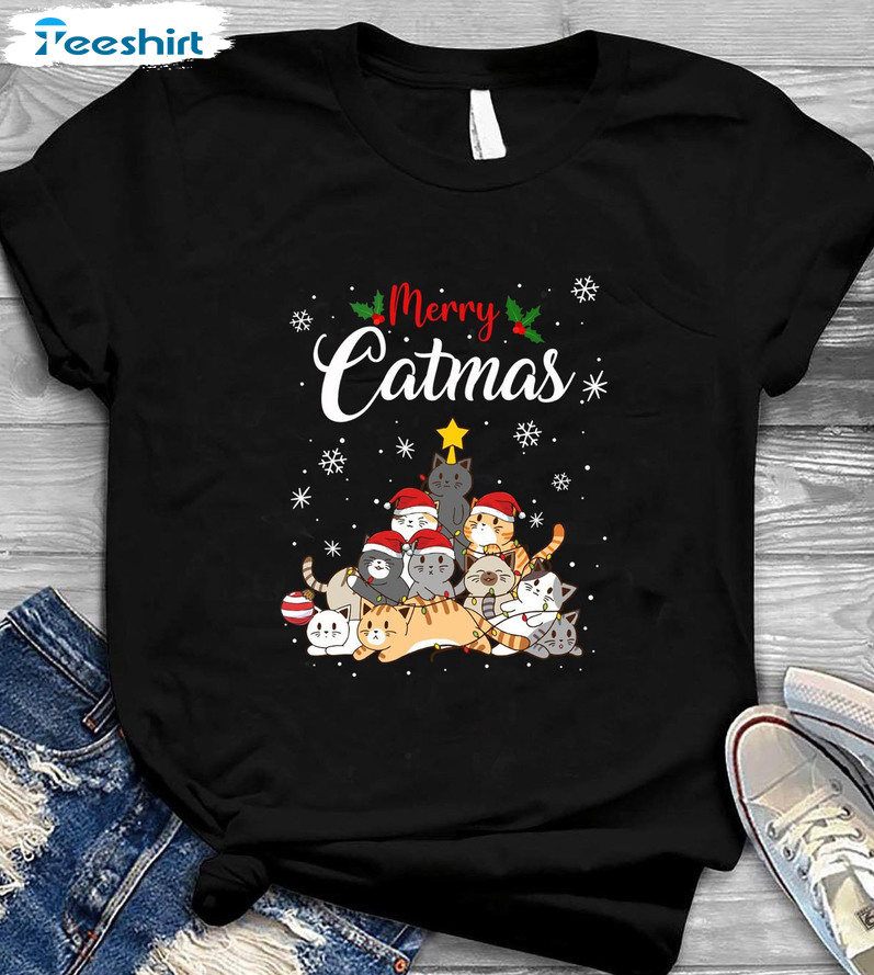 Merry Catmas Christmas Shirt - Cat Love Christmas Tree Unisex Hoodie Tee Tops