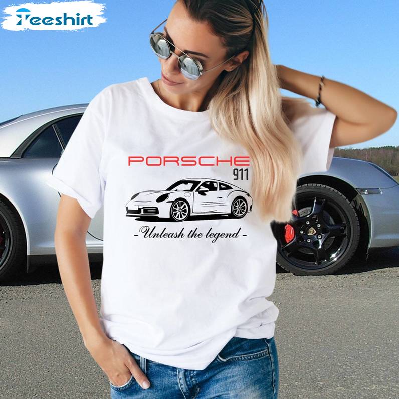 Porsche 911 New Rare T Shirt, Must Have Unleash The Legend Short Sleeve Crewneck