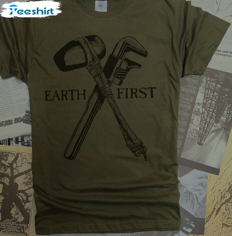 Activism Ecodefense Punk T Shirt, Must Have Earth First Short Sleeve Crewneck