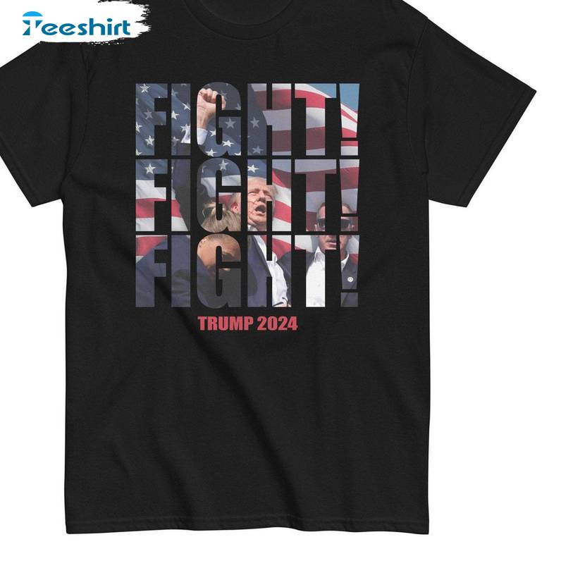 Trump Fight Inspirational Shirt, Trump Assassination Photo Unisex Hoodie Short Sleeve