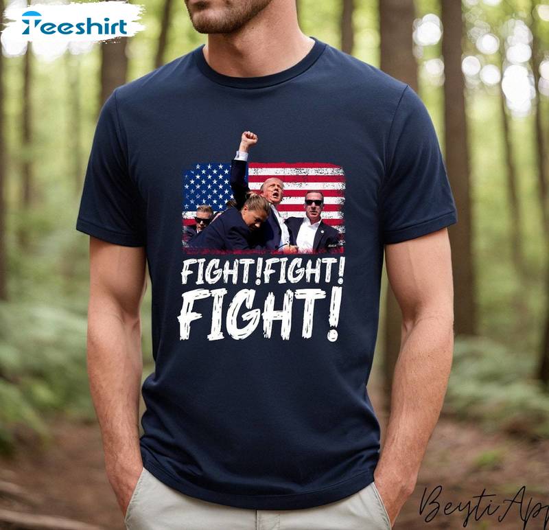 God Bless Trump President Short Sleeve , Comfort Trump Fight Shirt Crewneck