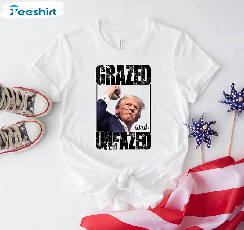 Trump Shot Fight Inspirational Long Sleeve , Limited Glazed And Unfazed Shirt Tee Tops