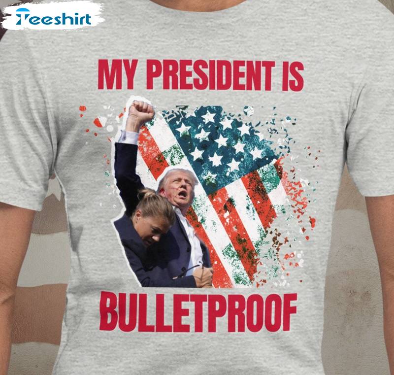 New Rare Trump Bulletproof Shirt, Must Have Maga Trump Crewneck Long Sleeve