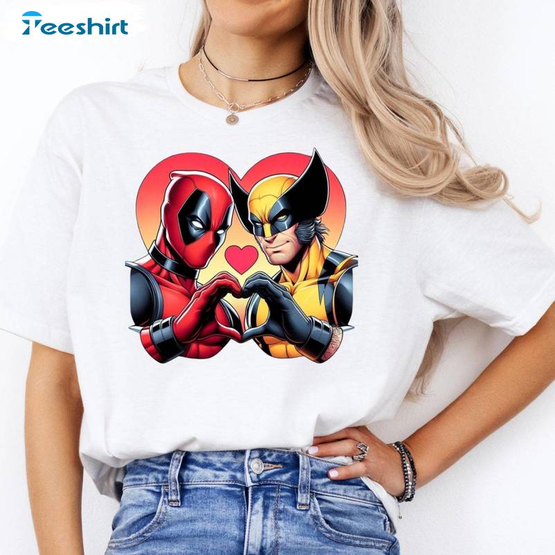 Trendy Deadpool And Wolverine Shirt, Cute Wolverine Deadpool 3 Movie Long Sleeve Hoodie