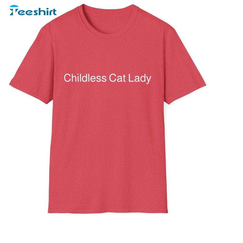 Basic Childless Cat Lady Shirt, Kamala Vote 2024 Short Sleeve Hoodie