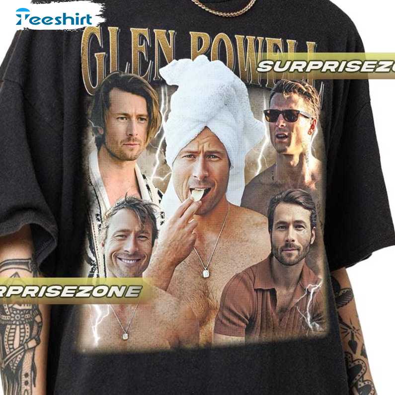 Retro Glen Powell Shirt, Softstyle Sweatshirt Unisex Hoodie