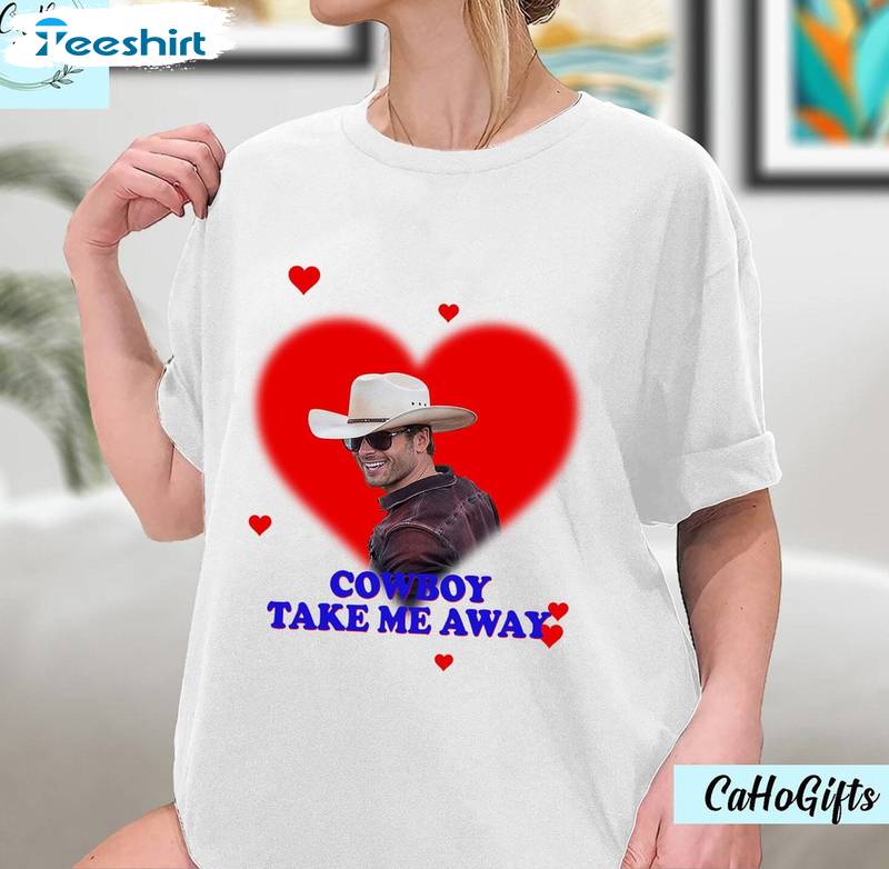 Cowboy Take Me Away Glen Powell Shirt, Twister 2024 Long Sleeve Crewneck