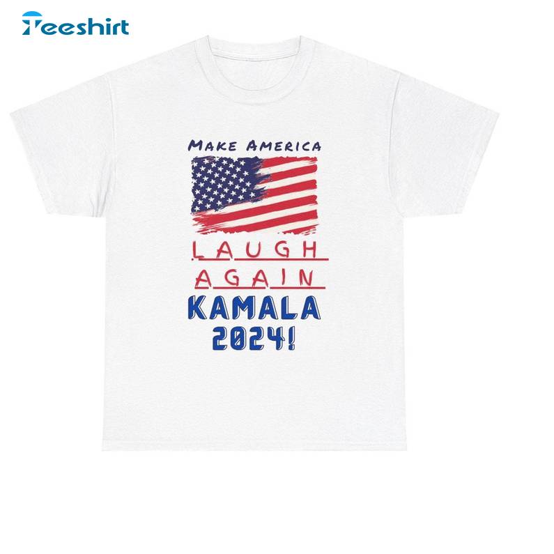 Harris 2024 Make America Laugh Again Shirt, U.S.A Flag Sweatshirt Hoodie