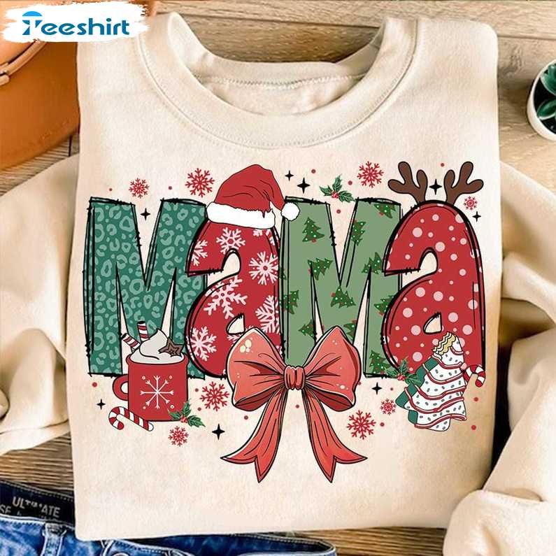 Christmas Mama Coquette Sweatshirt, Christmas Tree Cake Shirt, Long Sleeve Cotton, Hoodie, Merch