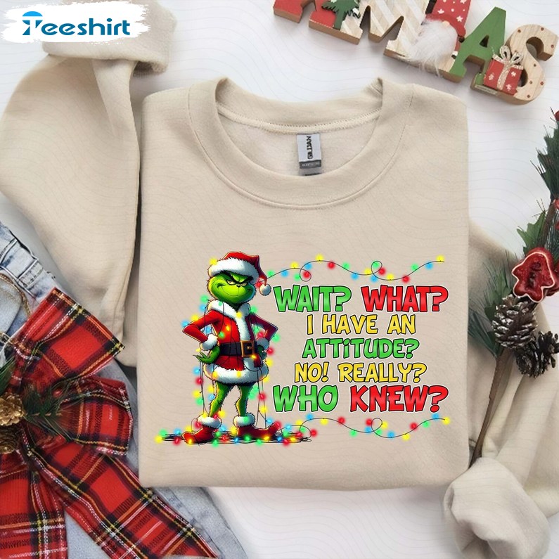 Unny Wait What I Have An Attitude Christmas Sweatshirt, Long Sleeve Cotton, Hoodie, T-shirt