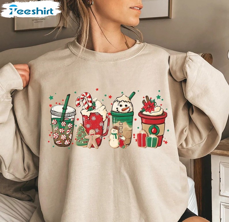 Christmas Coffee Sweatshirt, Coffee Lover Gift, Long Sleeve Cotton, Hoodie