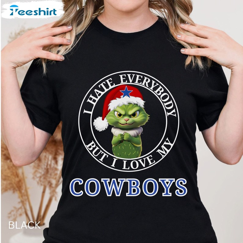 I Love My Cowboys T Shirt, Funny Grinchy Cat Tee, Gift For Him, For Her, For Family