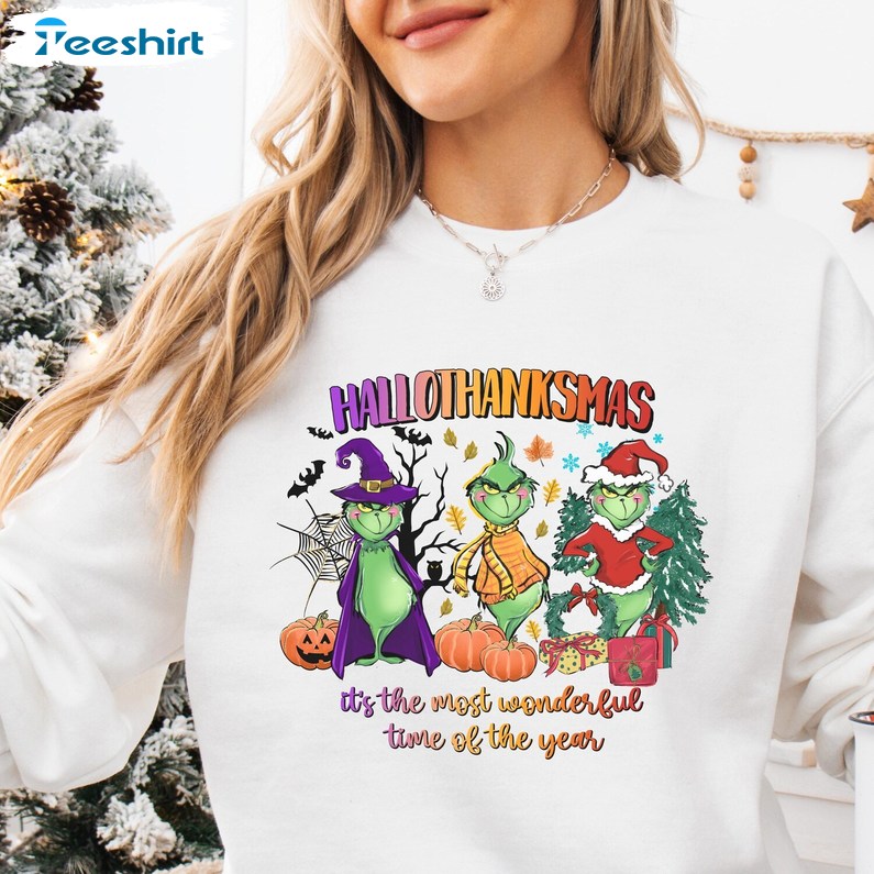 Hallothanksmas Christmas Sweatshirt, Halloween Shirt, Long Sleeve Cotton, Hoodie, Merch