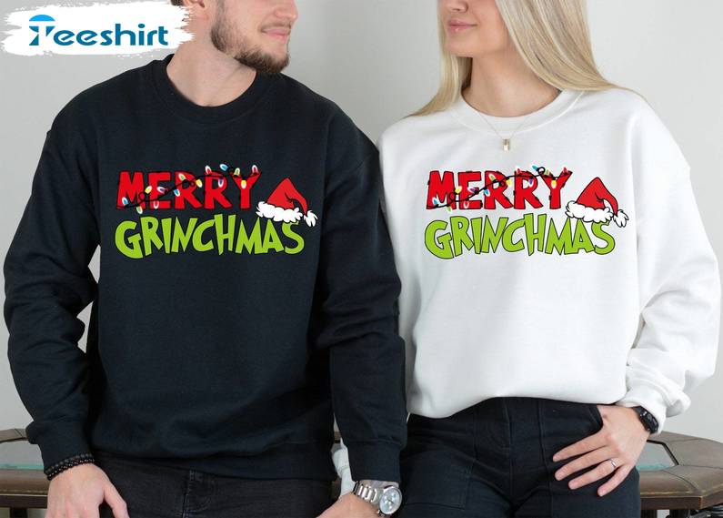 Merry Grinchmas Sweatshirt, Grinch Holiday Funny Family Shirt, Long Sleeve Cotton, Hoodie, Merch