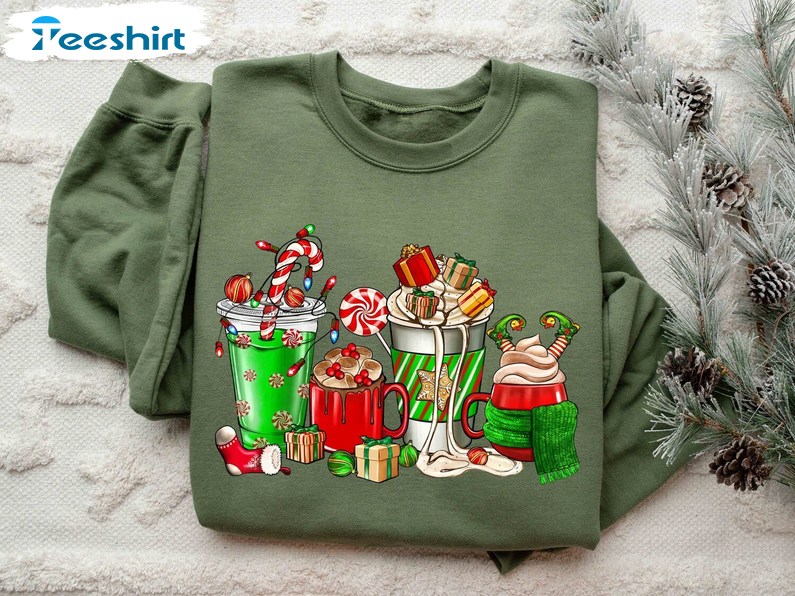 Christmas Coffee Sweatshirt, Coffee Lover Gift, Crewneck Sweatshirt, Long Sleeve Cotton, Hoodie