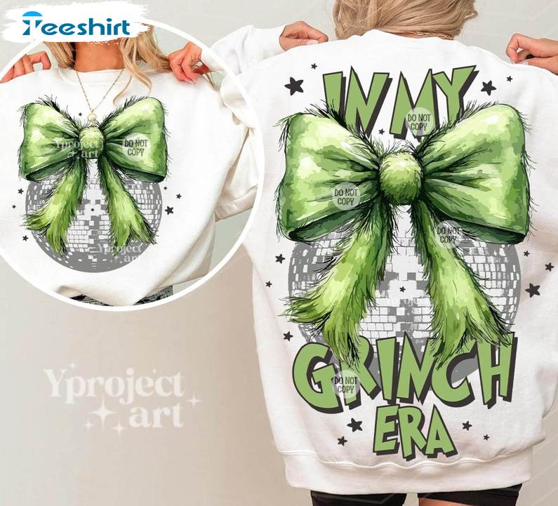 Grinchmas Coquette Bow Sweatshirt, Funny Christmas Shirt, Long Sleeve Cotton, Hoodie, Merch