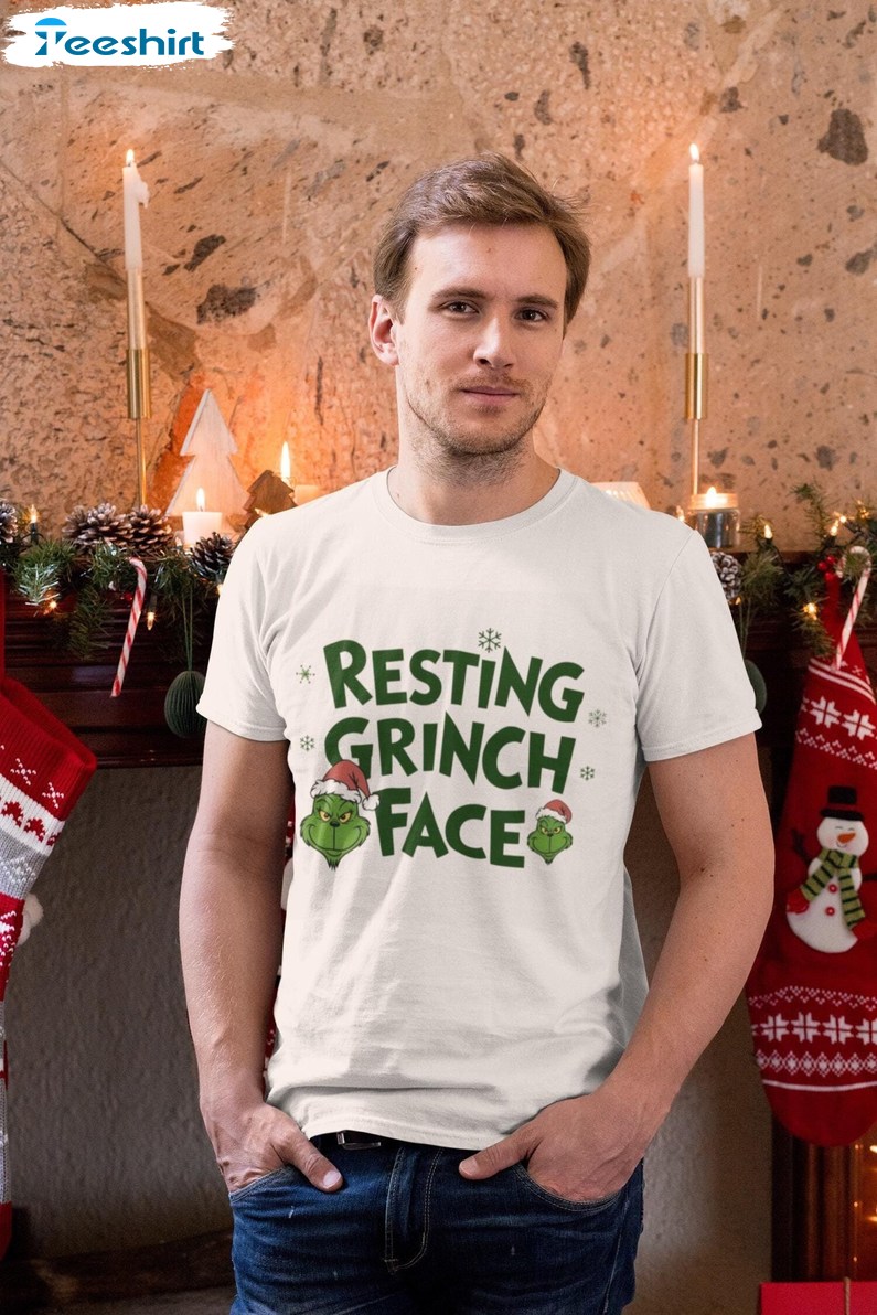 Resting Grinch Face T Shirt, Funny Grinchmas Tee, Gift For Him, For Her, For Family