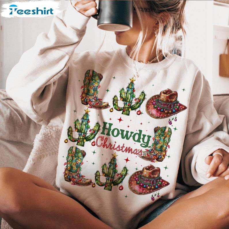 Retro Howdy Chrsitmas Sweatshirt, Long Sleeve Cotton, Hoodie, Merch