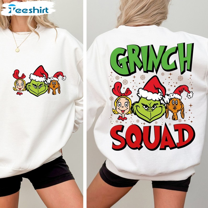 Grinch Squad Sweatshirt, Grinch Front And Back Shirt, Long Sleeve Cotton, Hoodie