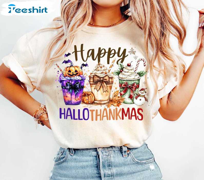 Hallothankmas Coquette Bow Shirt, Drinks Shirt Holiday, Gift For Him, For Her, For Family