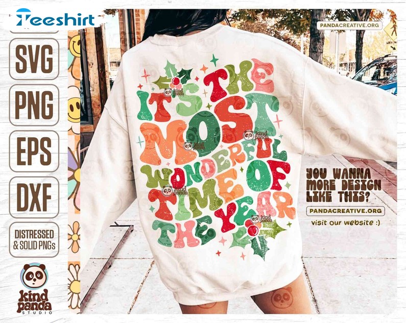 It S The Most Wonderful Time Of The Year Groovy Xmas Sweatshirt, Trendy Christmas Shirt,