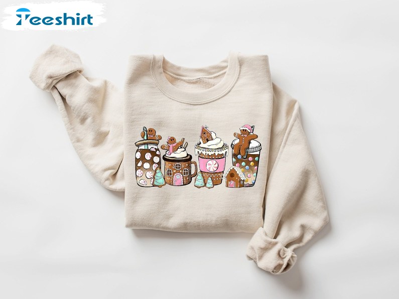 Gingerbread Christmas Coffee Shirt, Gingerbread Christmas Coffee Shirt, Hoodies, Long Sleeve Cotton