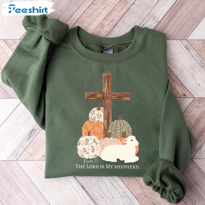 The Lord Is My Shepherd Fall Sweatshirt, Pumpkin Fall Shirt, Long Sleeve Cotton, Hoodie