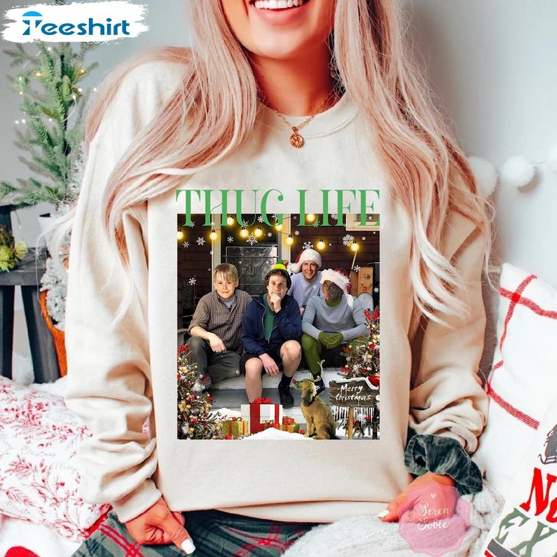 Thug Life Christmas Sweatshirt, Xmas Movie Friends Shirt, Long Sleeve Cotton, Hoodie