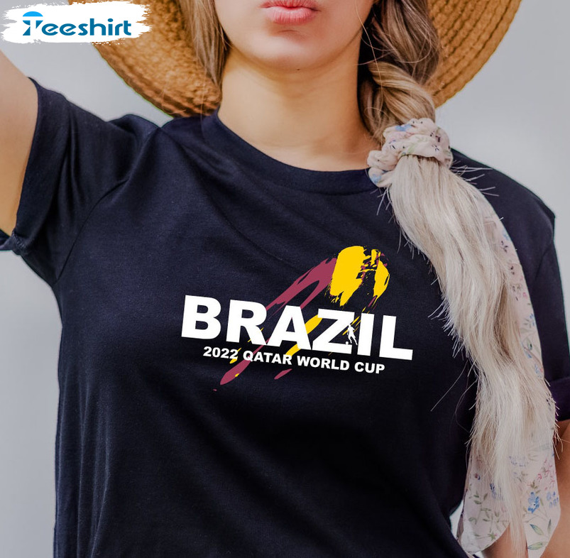 2022 Qatar World Cup Team Brazil Shirt - Fifa World Cup Short Sleeve Sweatshirt