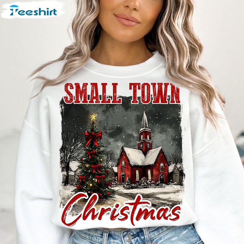 Vintage Retro Small Town Christmas Sweatshirt, Long Sleeve Cotton, Hoodie, Merch