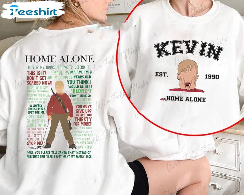 Home Alone Kevin Quote Shirt - Kevin Est 1990 Sweatshirt Short Sleeve