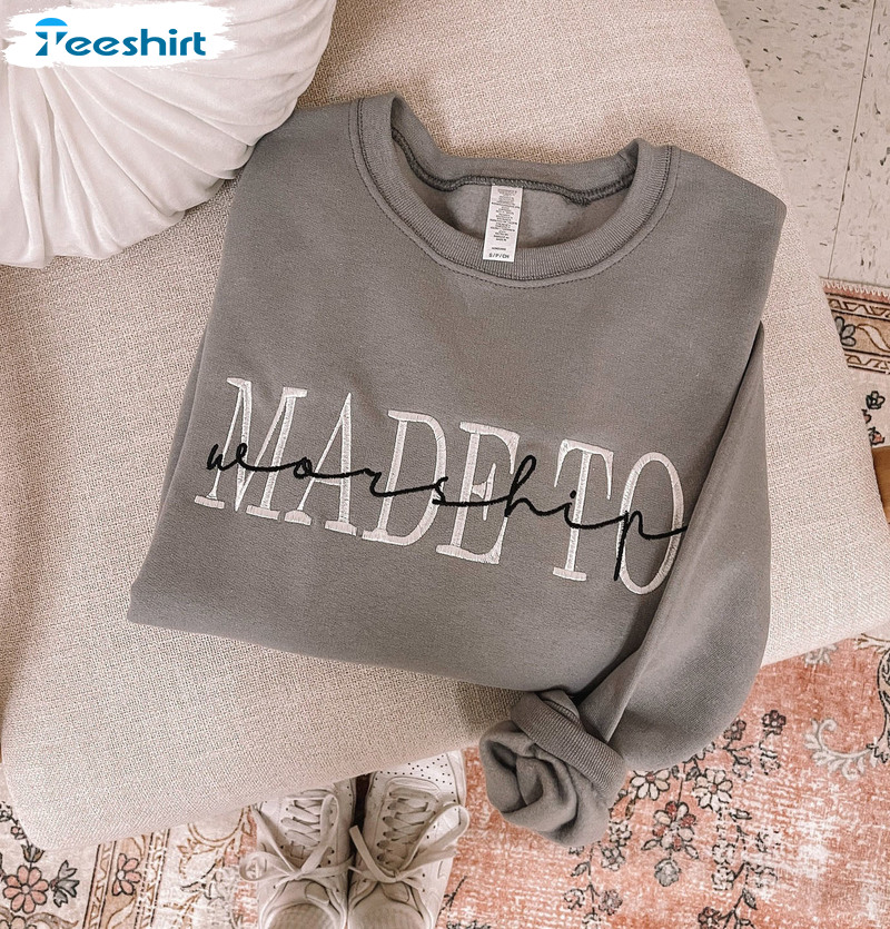 Made To Worship Sweatshirt - Original Christian Short Sleeve Sweater