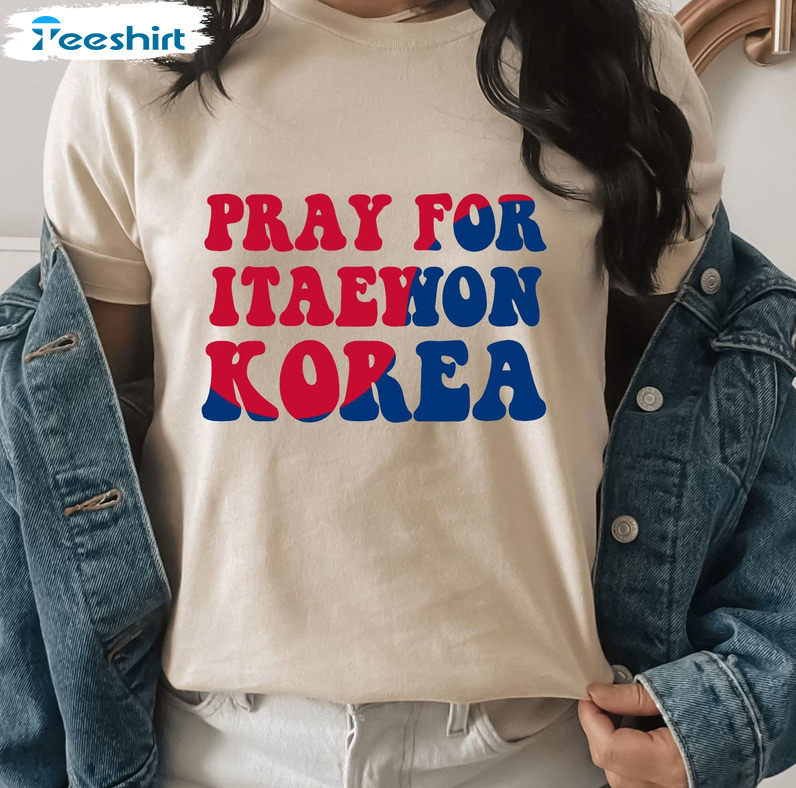 Pray For Itaewon Korea Shirt - Itaewon Condolences Halloween 2022 Short Sleeve Sweater