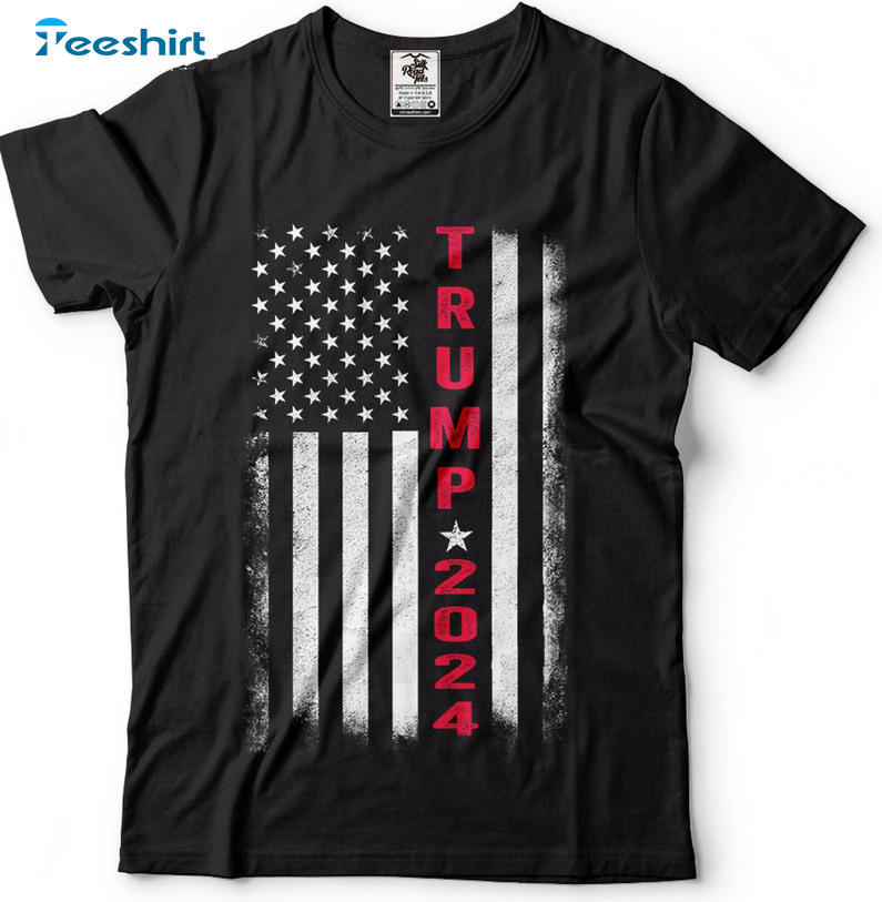 Trump 2024 Sweatshirt - American Flag Unisex T-shirt Short Sleeve