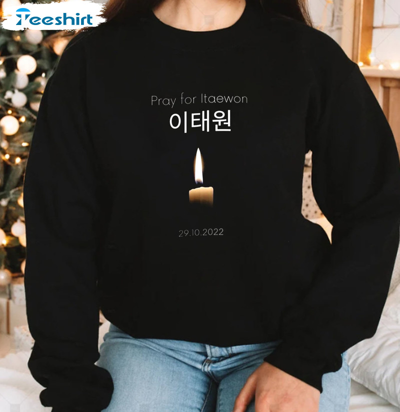 Pray For Itaewon Shirt - Korea Halloween 2022 Sweatshirt Long Sleeve